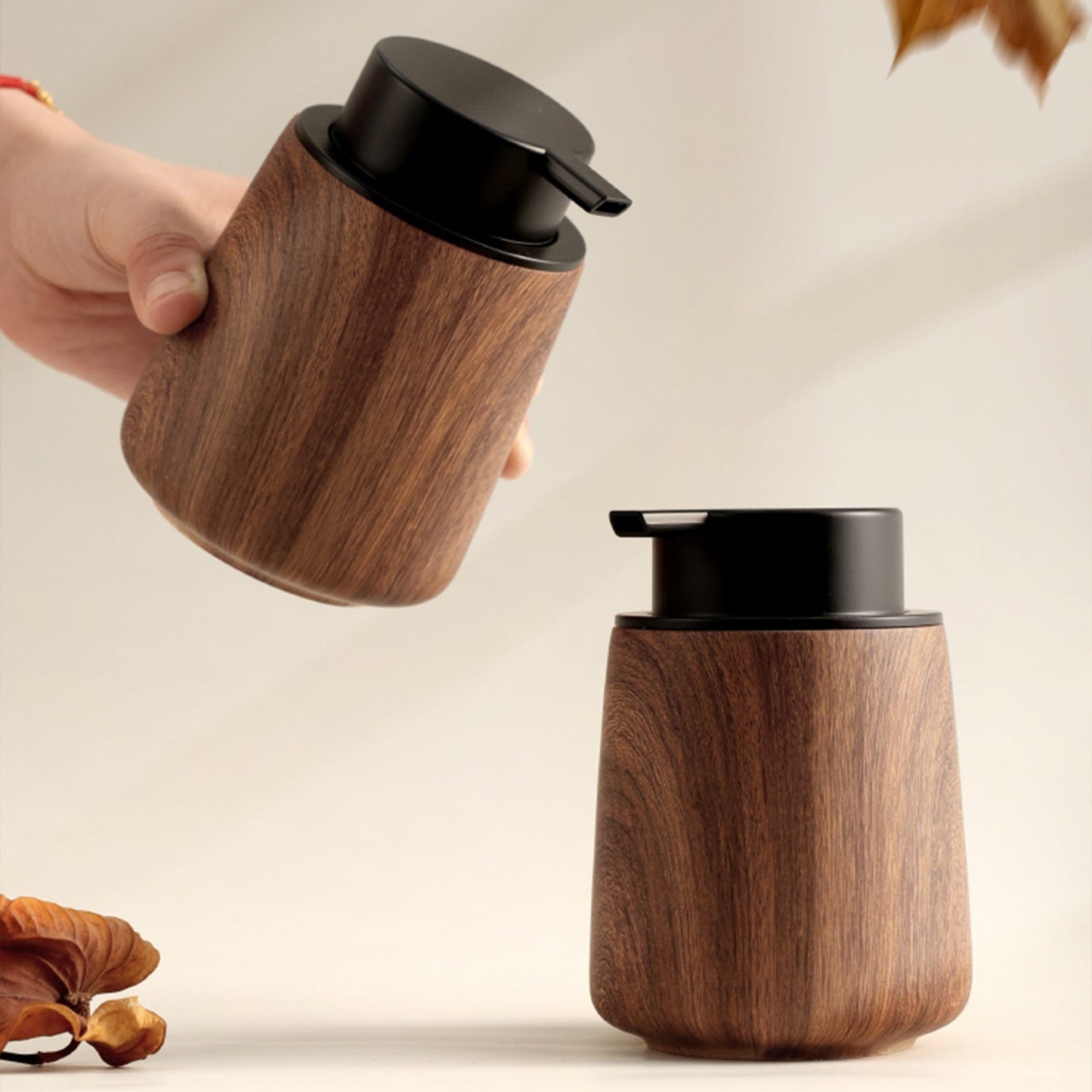Walnut Luxe Foam Pump Bottle – Premium Soap & Shampoo Dispenser Veyra