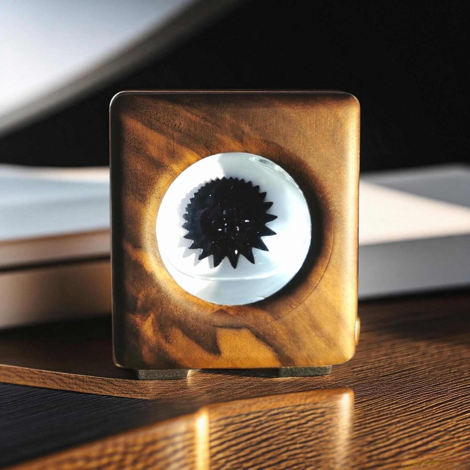 Aurora Flux Lamp – Handmade Walnut Ferrofluid Sound Visualizer Original Design