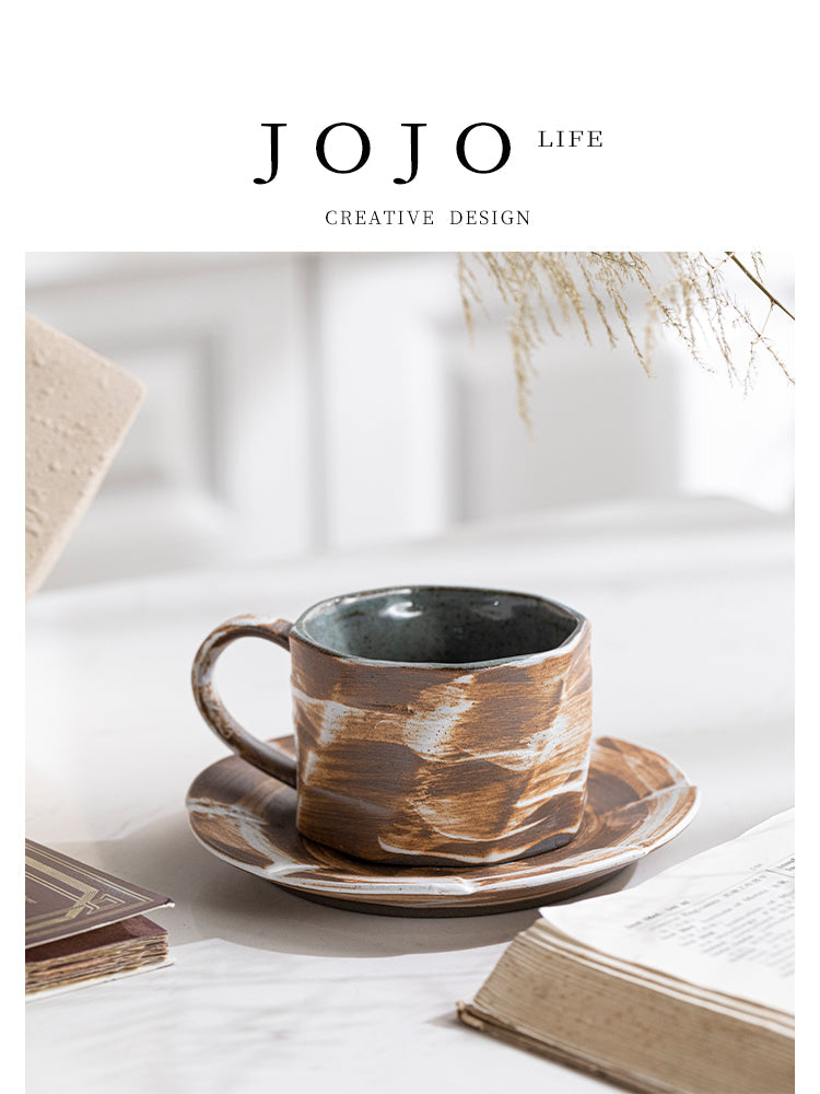 Rustic Horizon – Handmade Ceramic Coffee Cup & Saucer Set Veyra