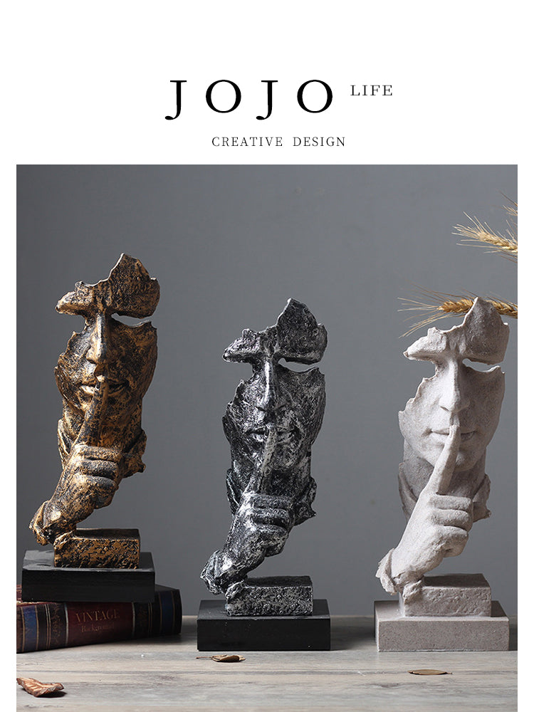 Silent Wisdom Sculpture – Abstract Resin Statue Veyra Imports
