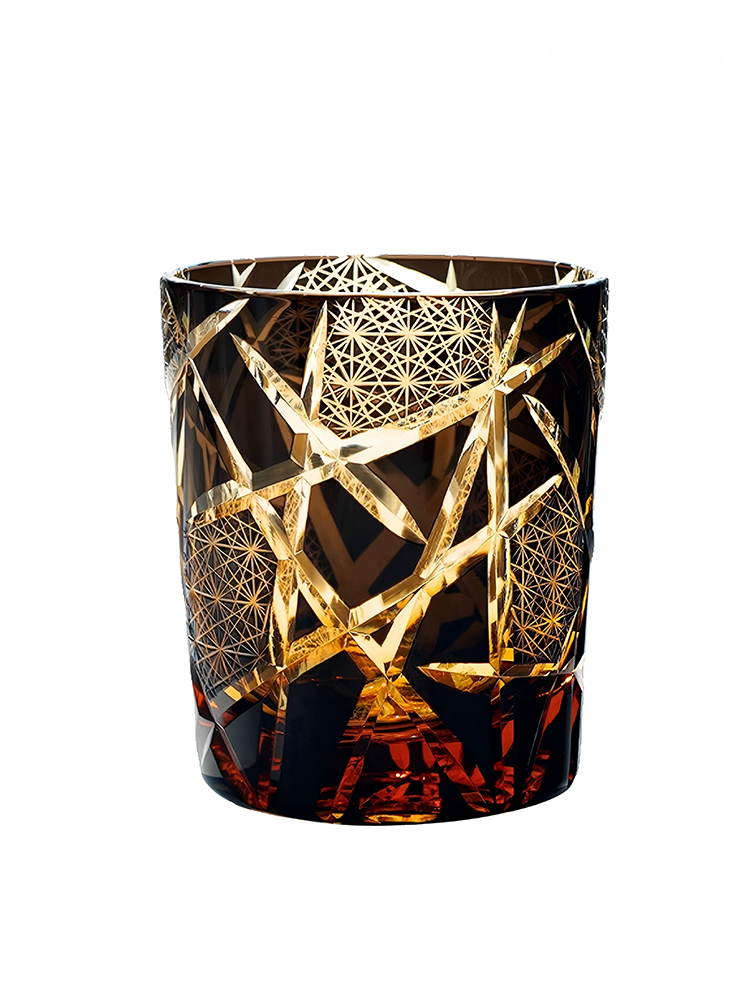 “Twilight Thunder” Hand-Carved Crystal Whiskey Glass Original Design