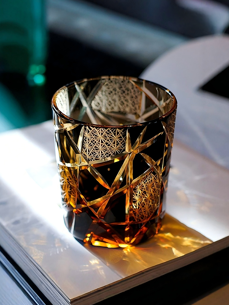 “Twilight Thunder” Hand-Carved Crystal Whiskey Glass Original Design