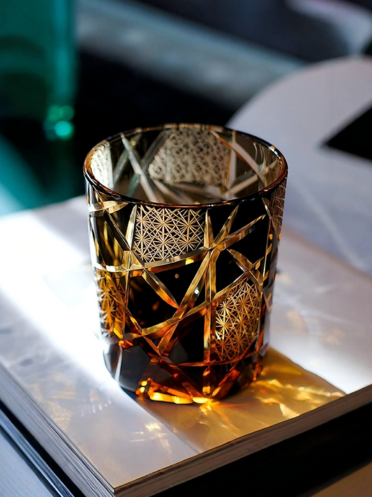 “Twilight Thunder” Hand-Carved Crystal Whiskey Glass Original Design