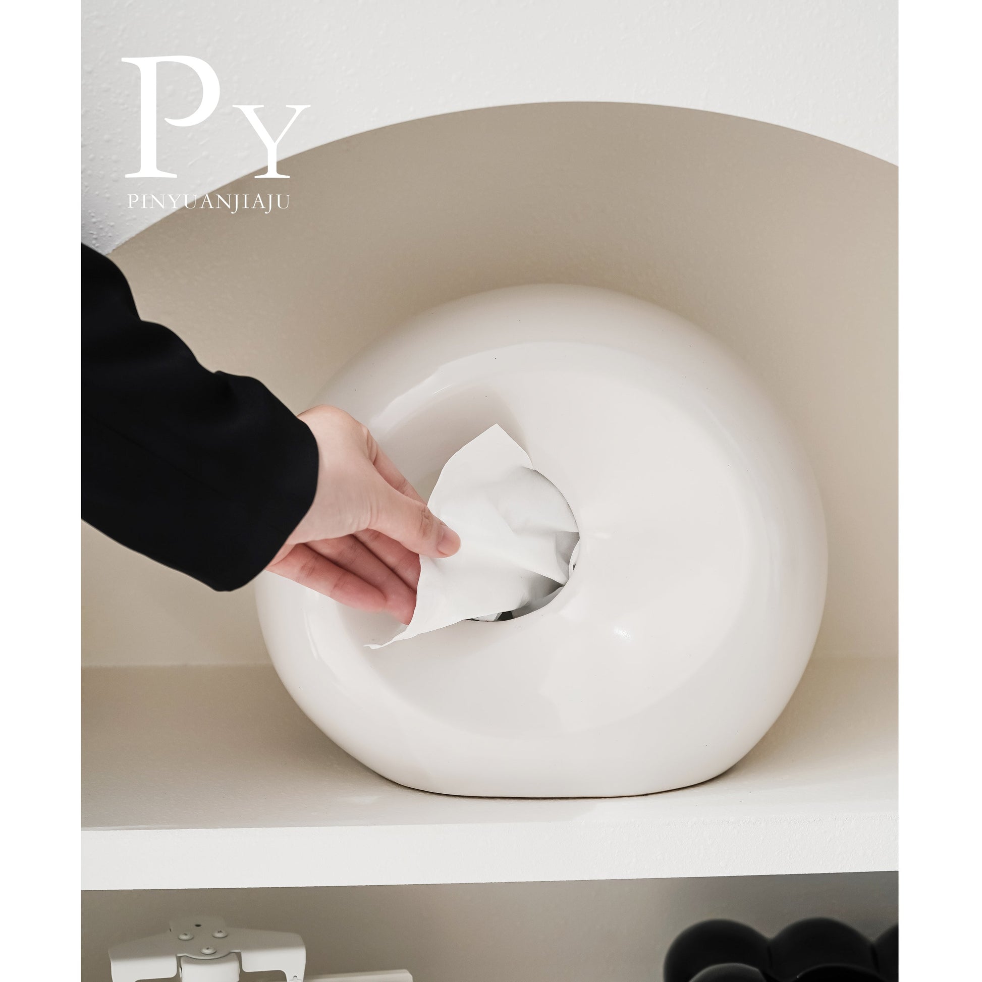 Lunar Stone Ceramic Tissue Box – Modern Nordic Accent Original Design