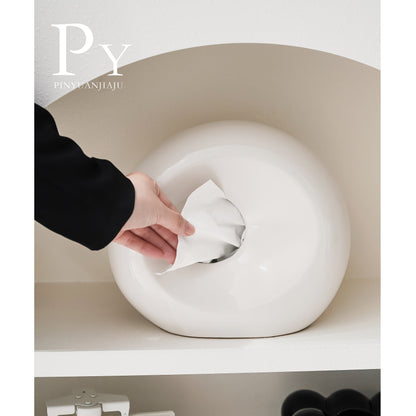 Lunar Stone Ceramic Tissue Box – Modern Nordic Accent Original Design
