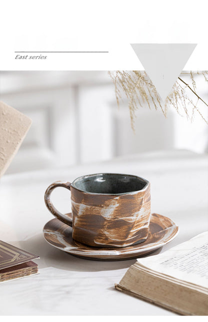 Rustic Horizon – Handmade Ceramic Coffee Cup & Saucer Set Veyra