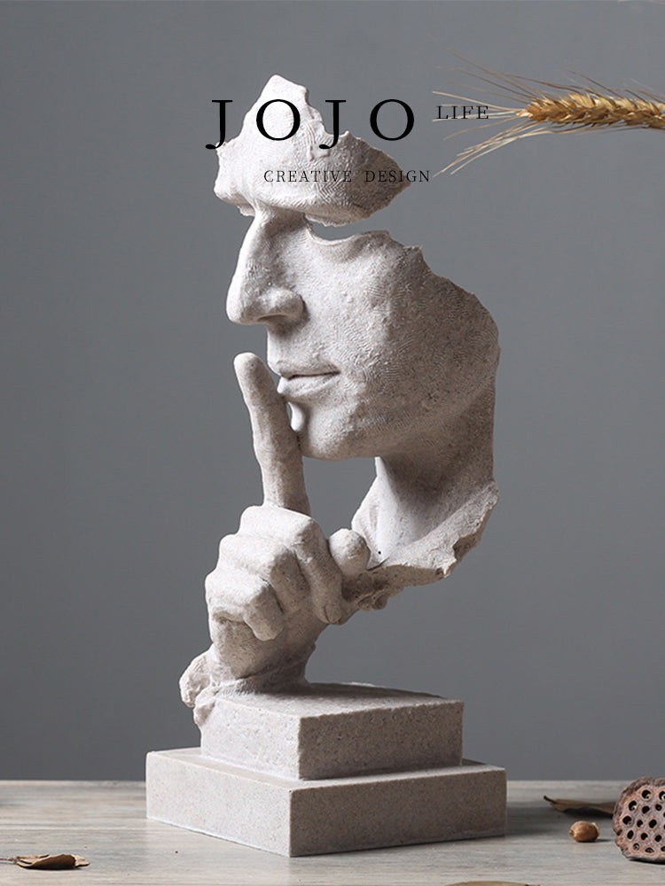 Silent Wisdom Sculpture – Abstract Resin Statue Veyra Imports