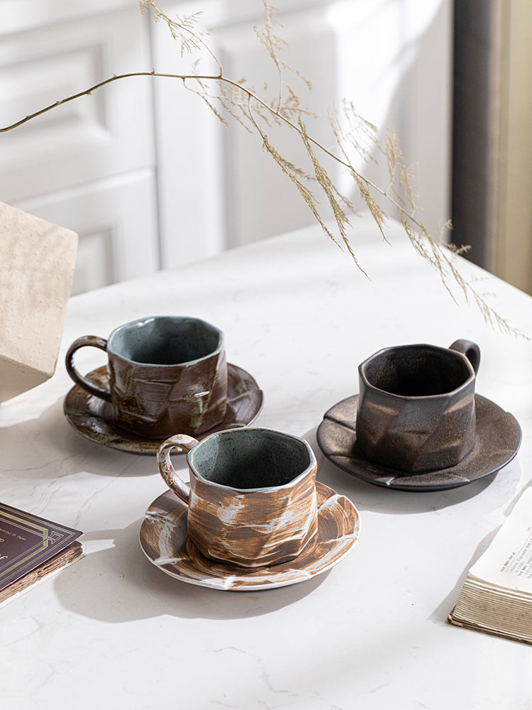 Rustic Horizon – Handmade Ceramic Coffee Cup & Saucer Set Veyra