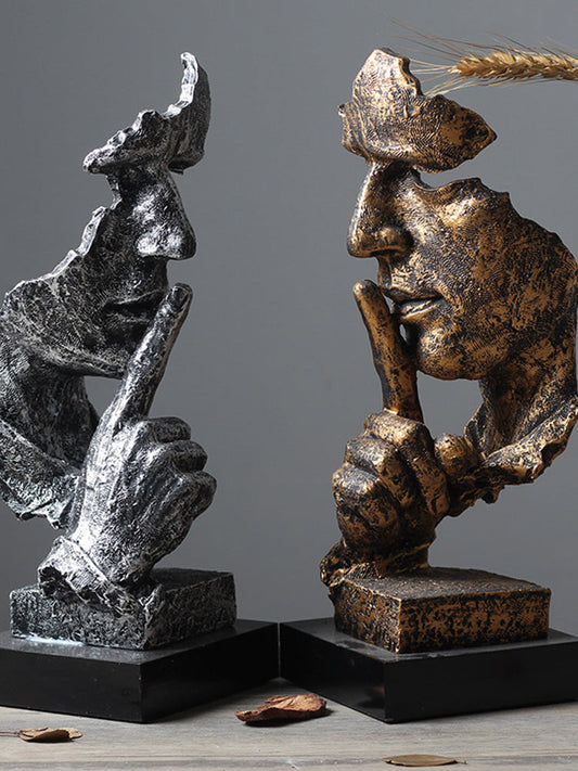 Silent Wisdom Sculpture – Abstract Resin Statue Veyra Imports