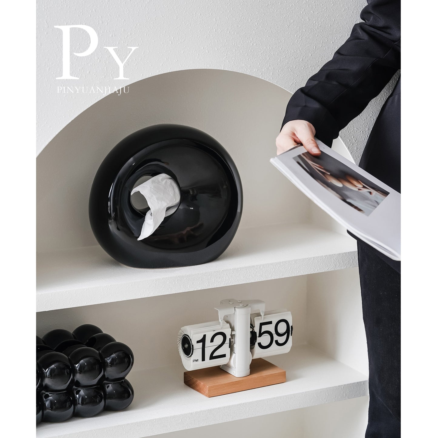 Lunar Stone Ceramic Tissue Box – Modern Nordic Accent Original Design