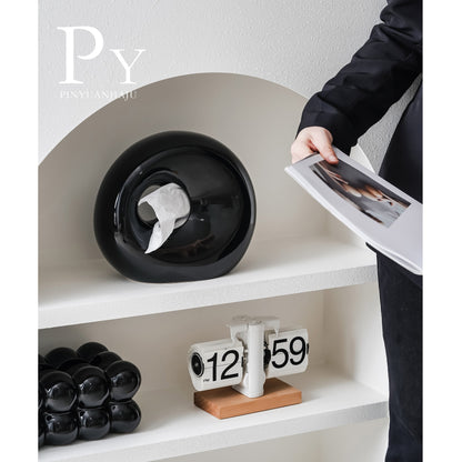Lunar Stone Ceramic Tissue Box – Modern Nordic Accent Original Design