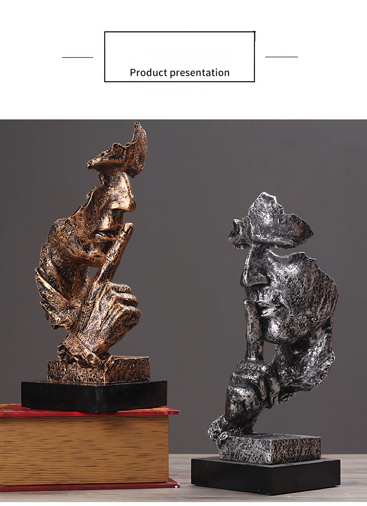 Silent Wisdom Sculpture – Abstract Resin Statue Veyra Imports