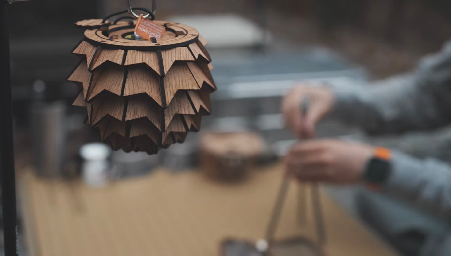 Nordic Pinecone Lantern – Walnut Wood Shade for Goal Zero Original Design