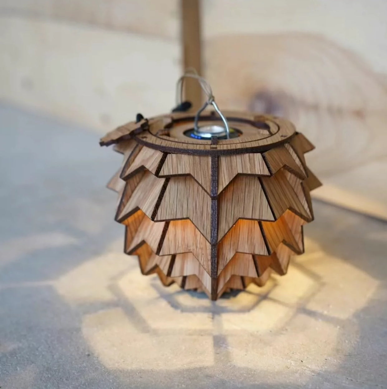 Nordic Pinecone Lantern – Walnut Wood Shade for Goal Zero Original Design
