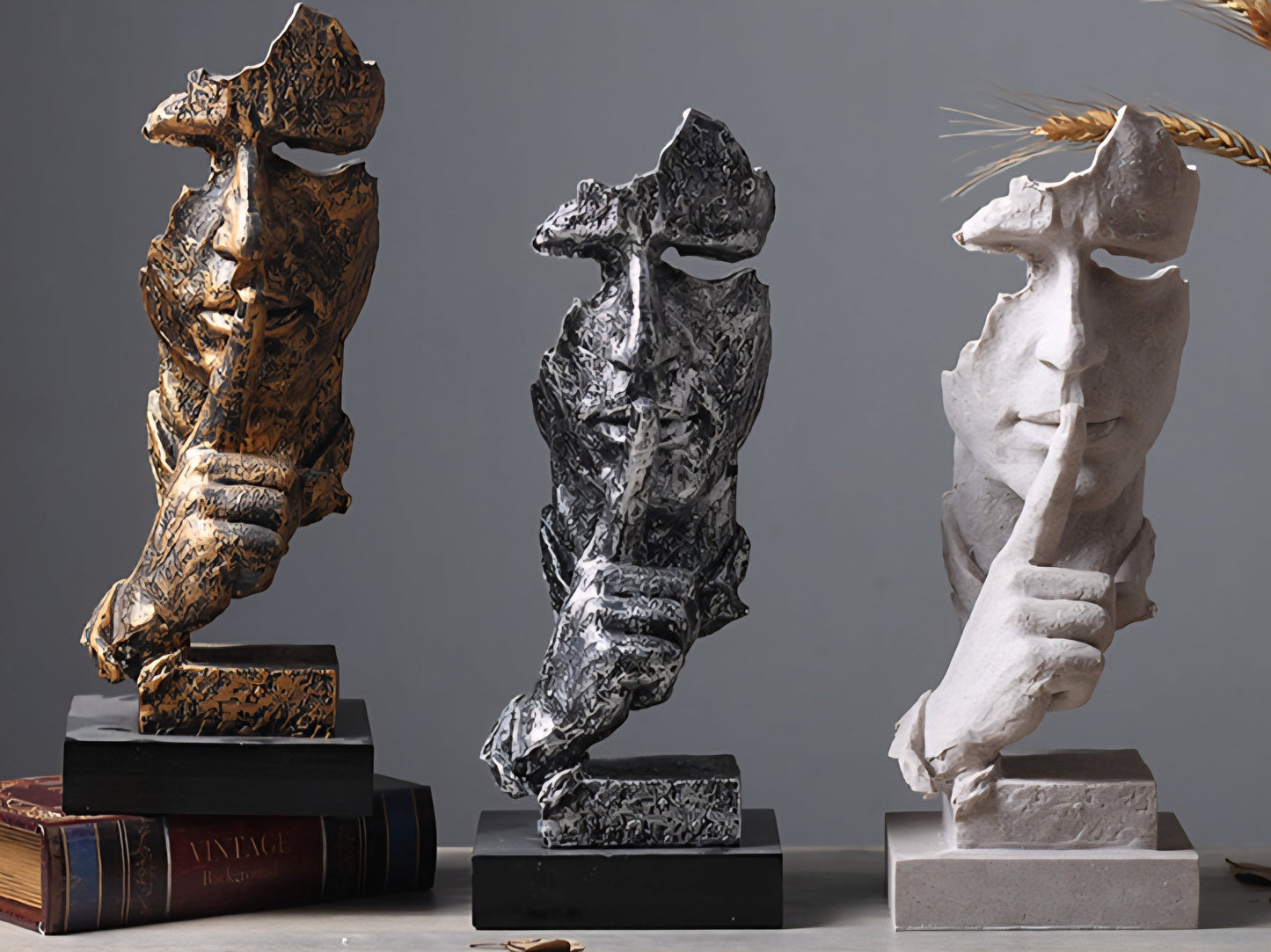Silent Wisdom Sculpture – Abstract Resin Statue Veyra Imports
