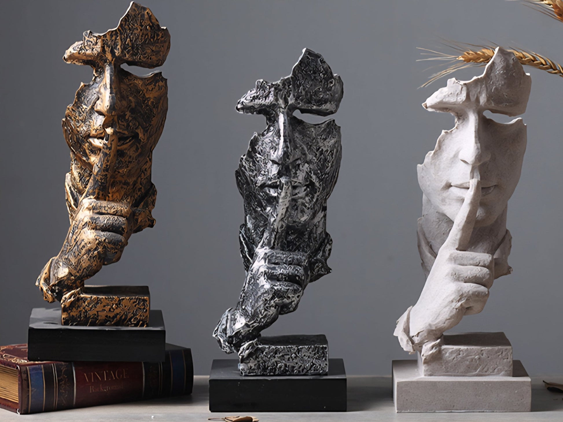 Silent Wisdom Sculpture – Abstract Resin Statue Veyra Imports