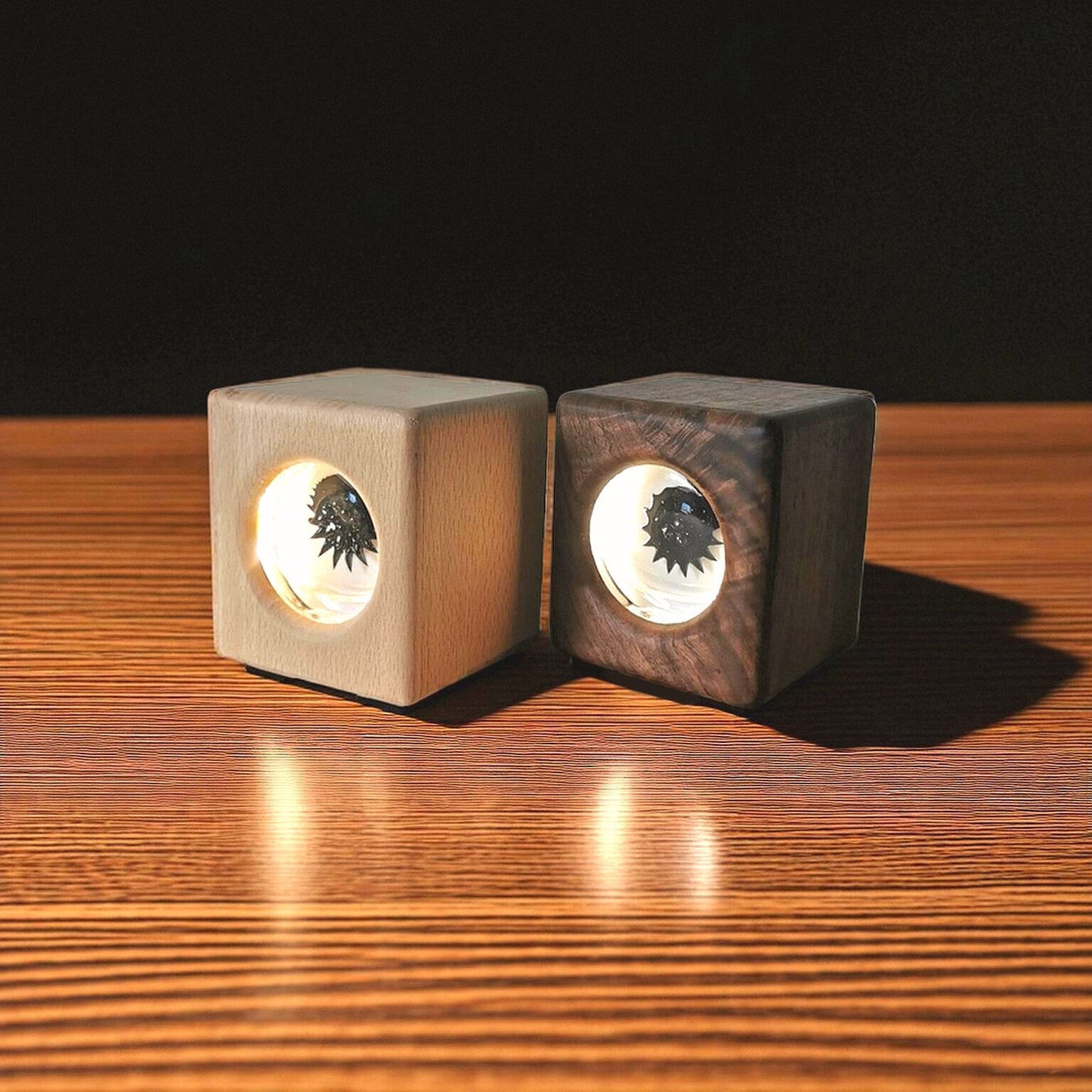 Aurora Flux Lamp – Handmade Walnut Ferrofluid Sound Visualizer Original Design