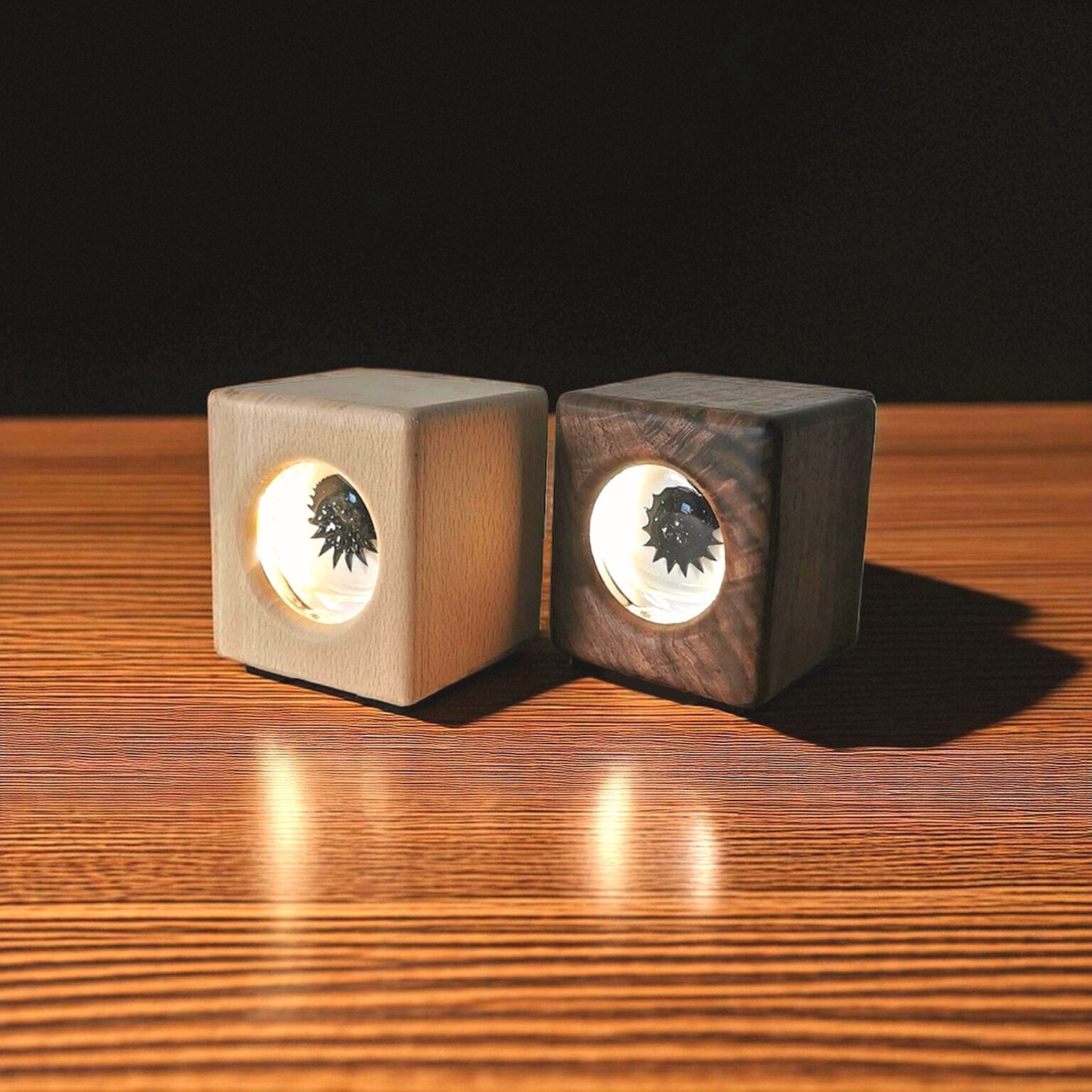 Aurora Flux Lamp – Handmade Walnut Ferrofluid Sound Visualizer Original Design