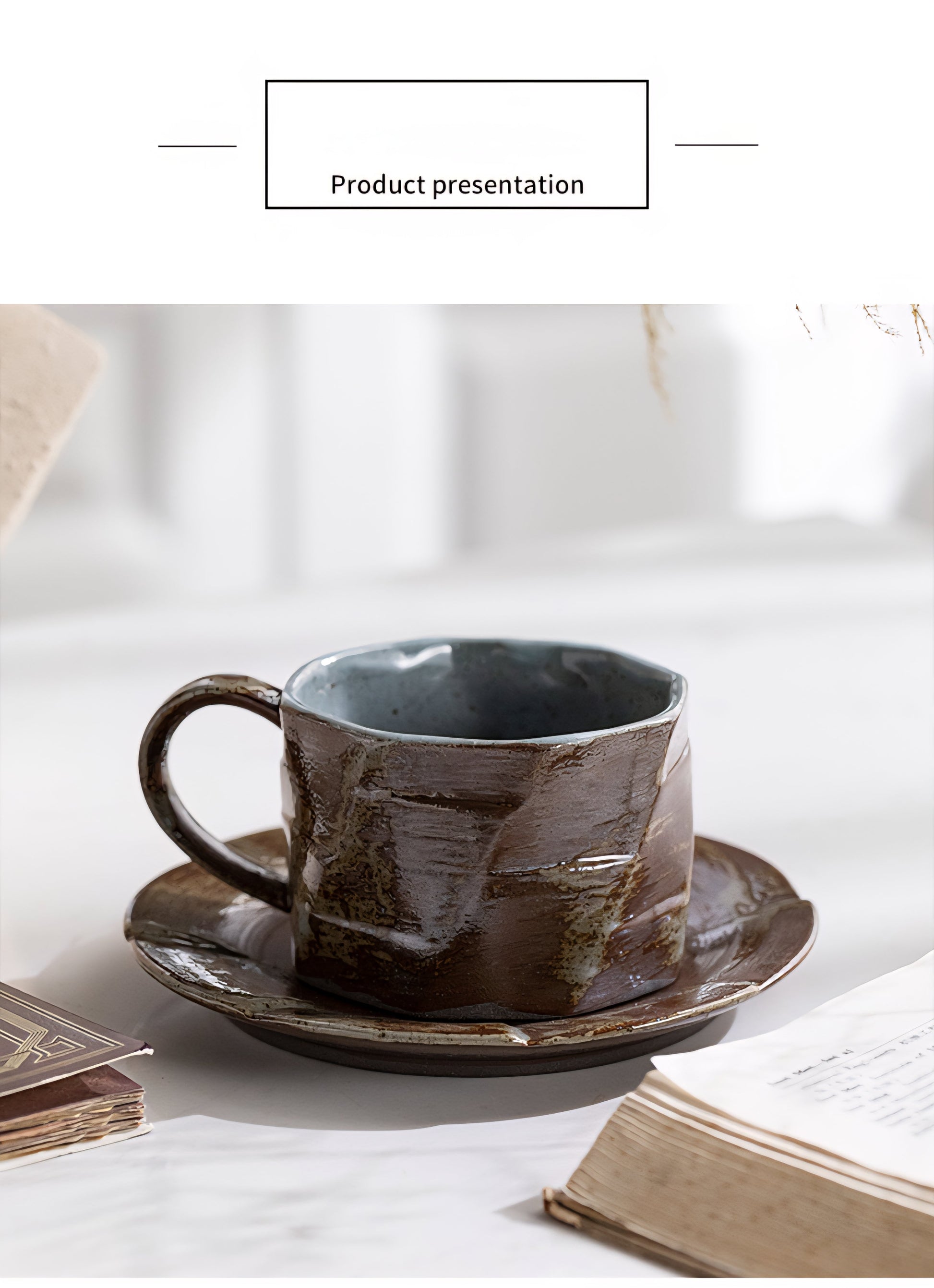 Rustic Horizon – Handmade Ceramic Coffee Cup & Saucer Set Veyra