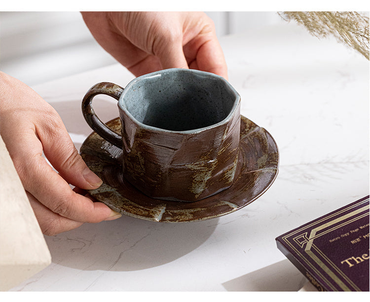 Rustic Horizon – Handmade Ceramic Coffee Cup & Saucer Set Veyra