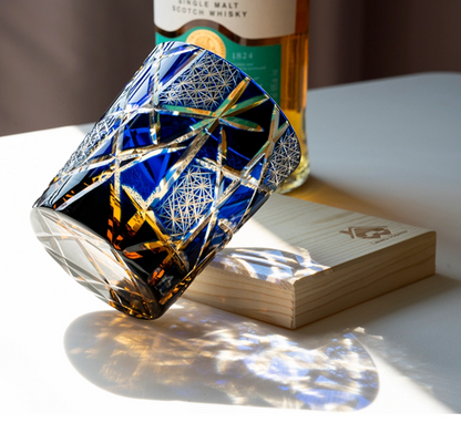 “Twilight Thunder” Hand-Carved Crystal Whiskey Glass Original Design