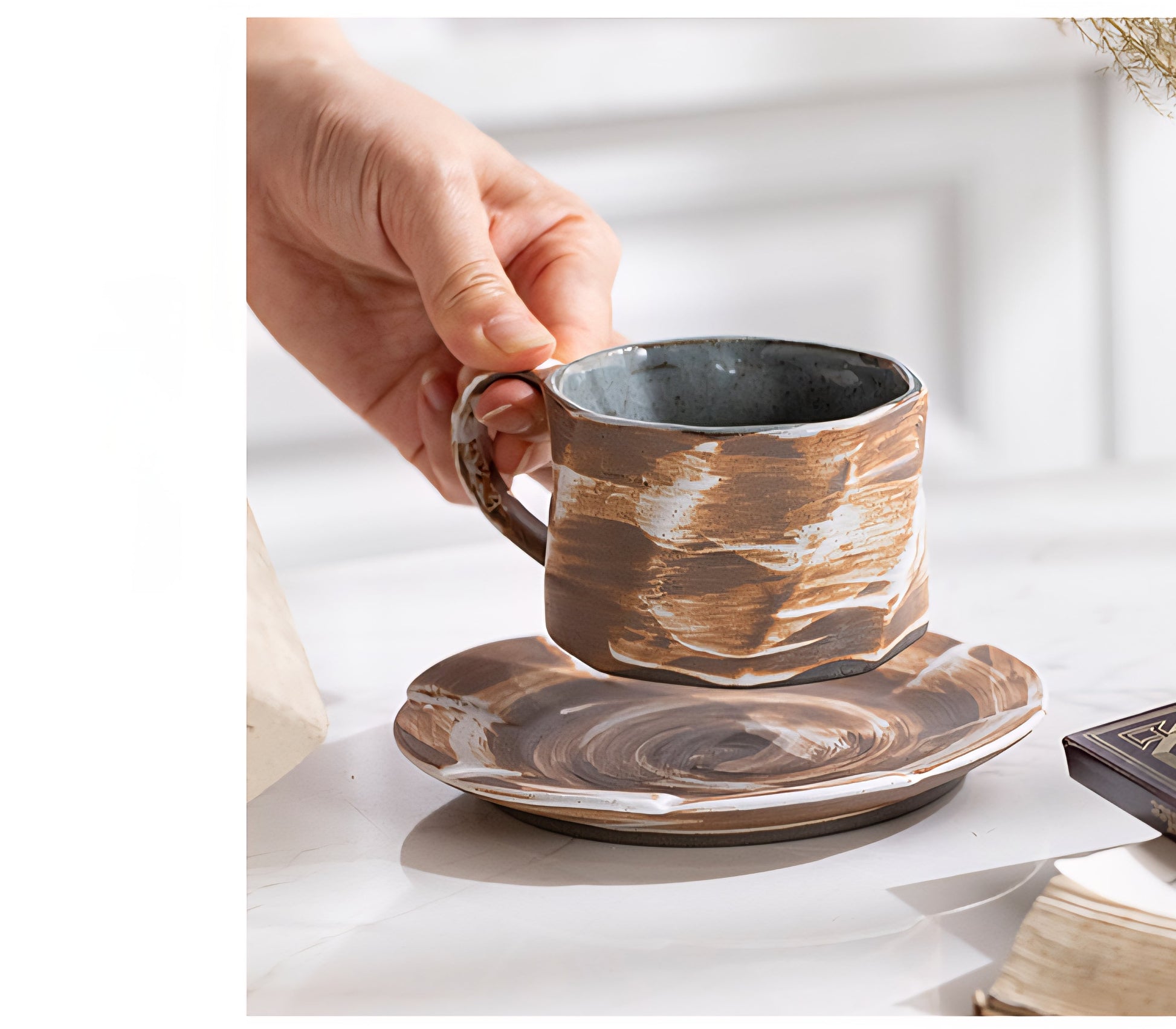 Rustic Horizon – Handmade Ceramic Coffee Cup & Saucer Set Veyra