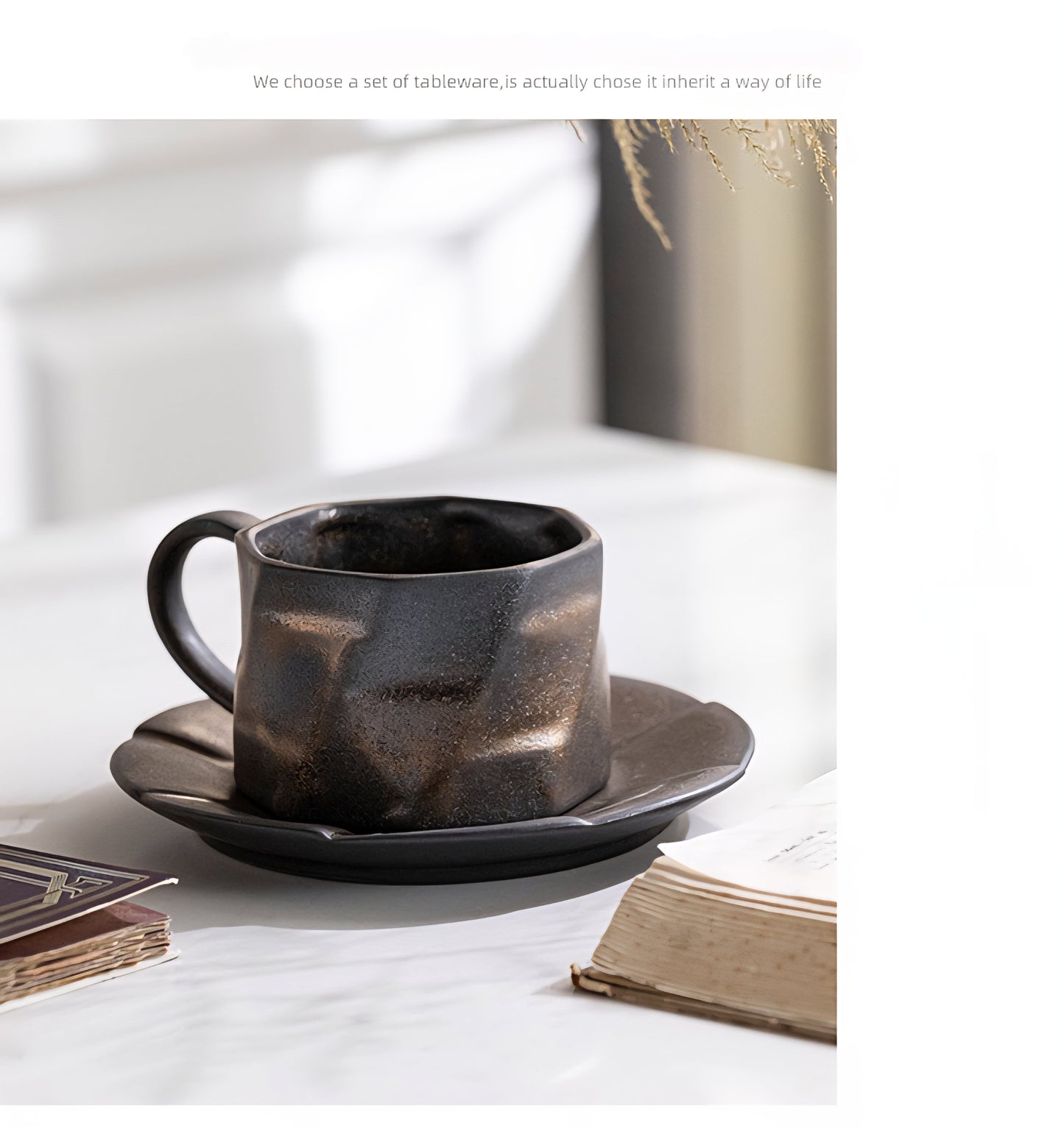 Rustic Horizon – Handmade Ceramic Coffee Cup & Saucer Set Veyra