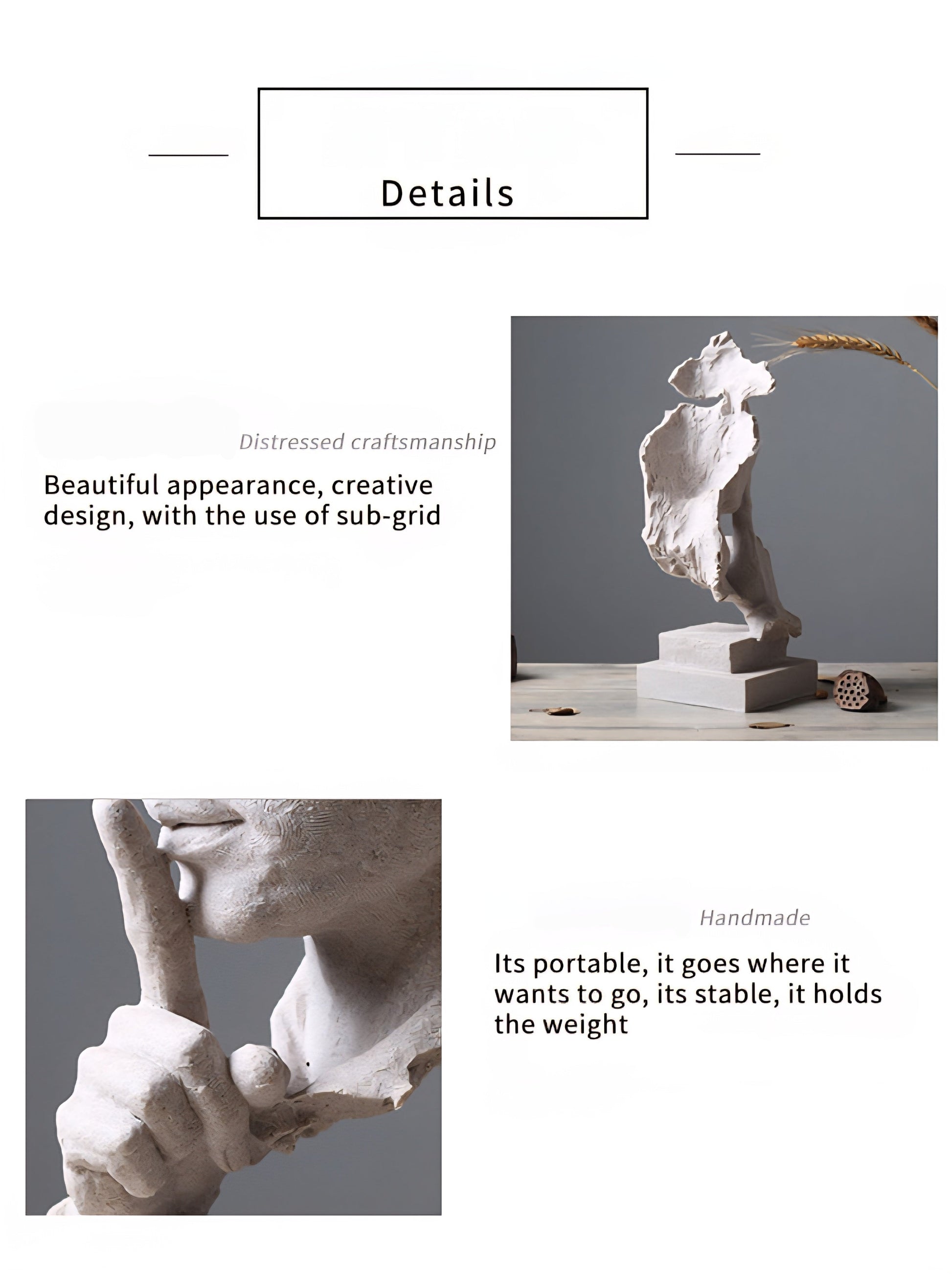 Silent Wisdom Sculpture – Abstract Resin Statue Veyra Imports