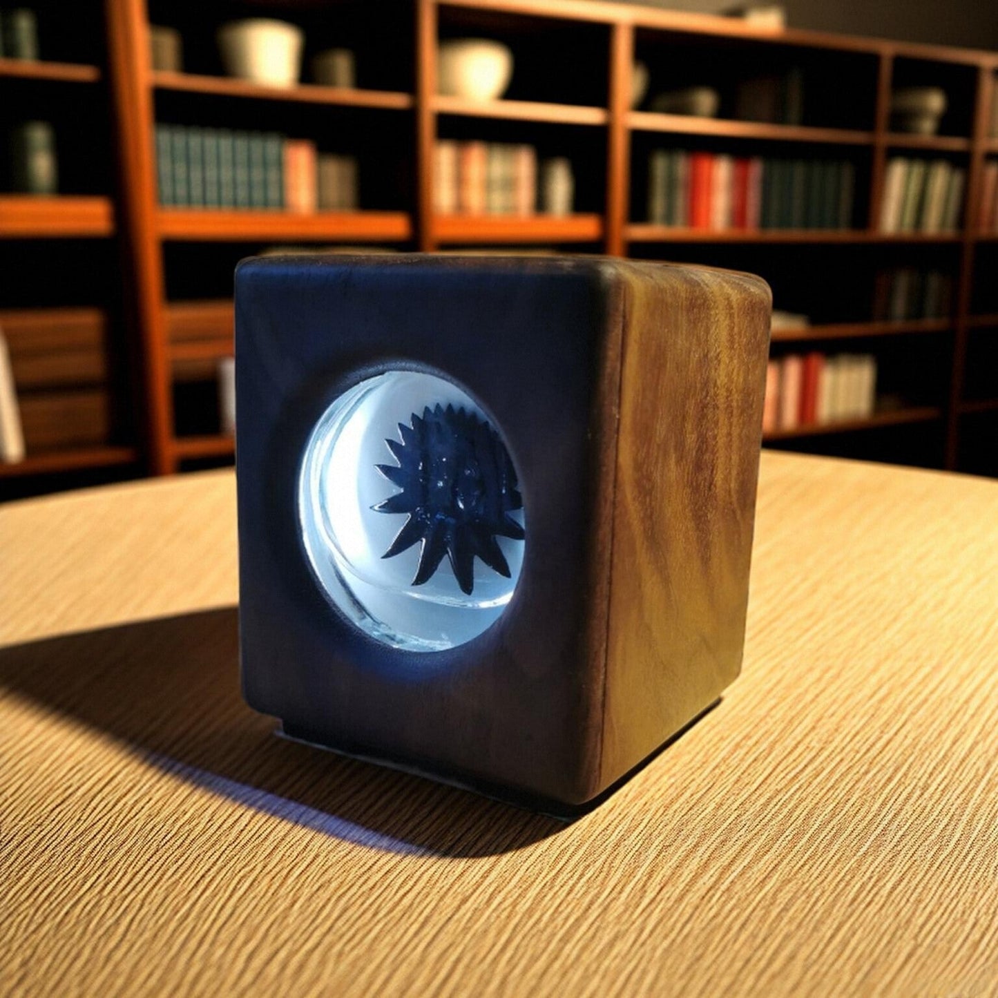 Aurora Flux Lamp – Handmade Walnut Ferrofluid Sound Visualizer Original Design
