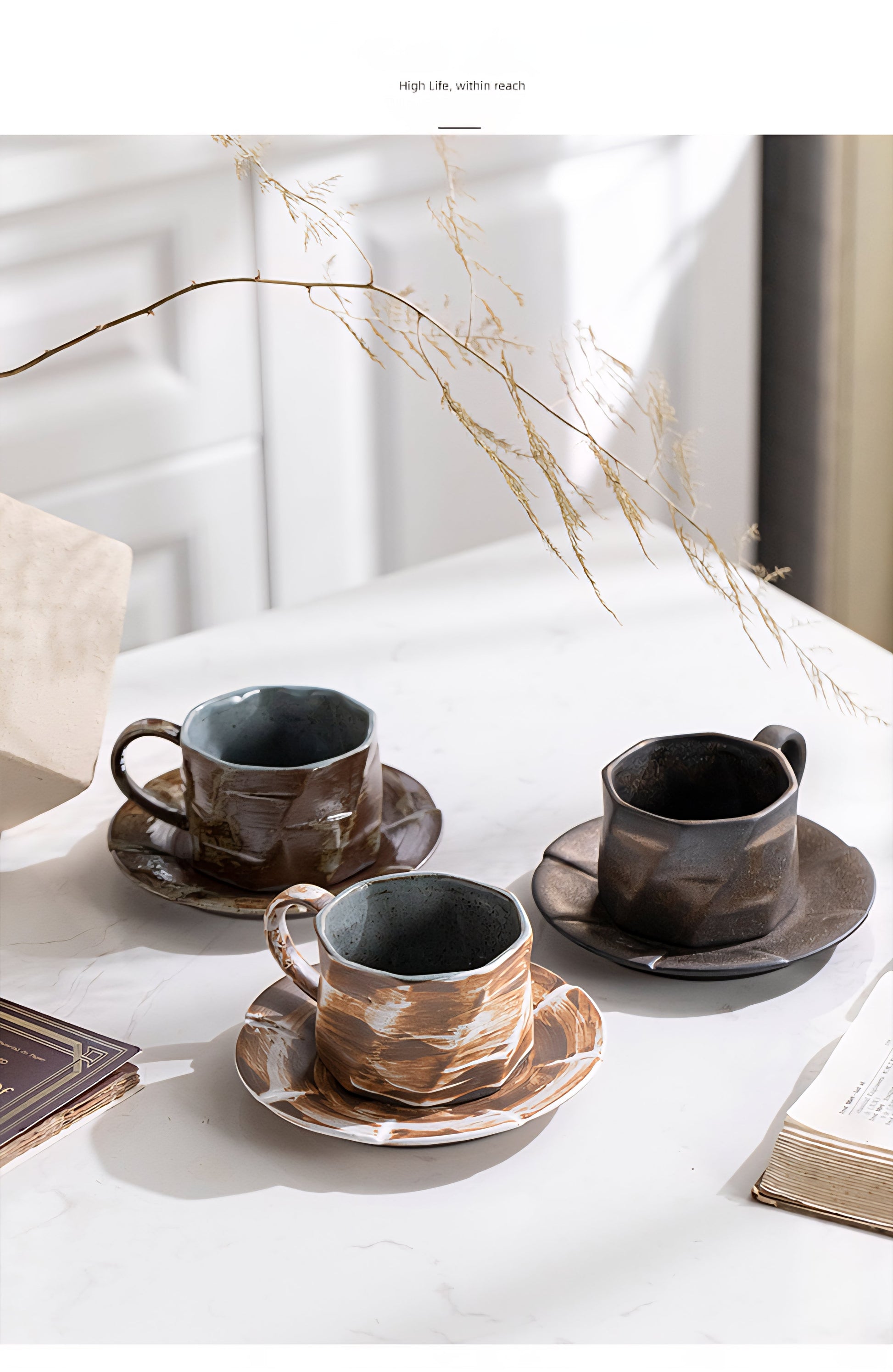 Rustic Horizon – Handmade Ceramic Coffee Cup & Saucer Set Veyra