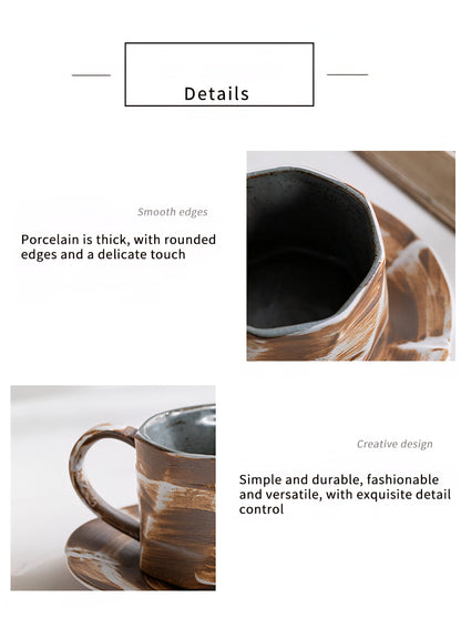 Rustic Horizon – Handmade Ceramic Coffee Cup & Saucer Set Veyra