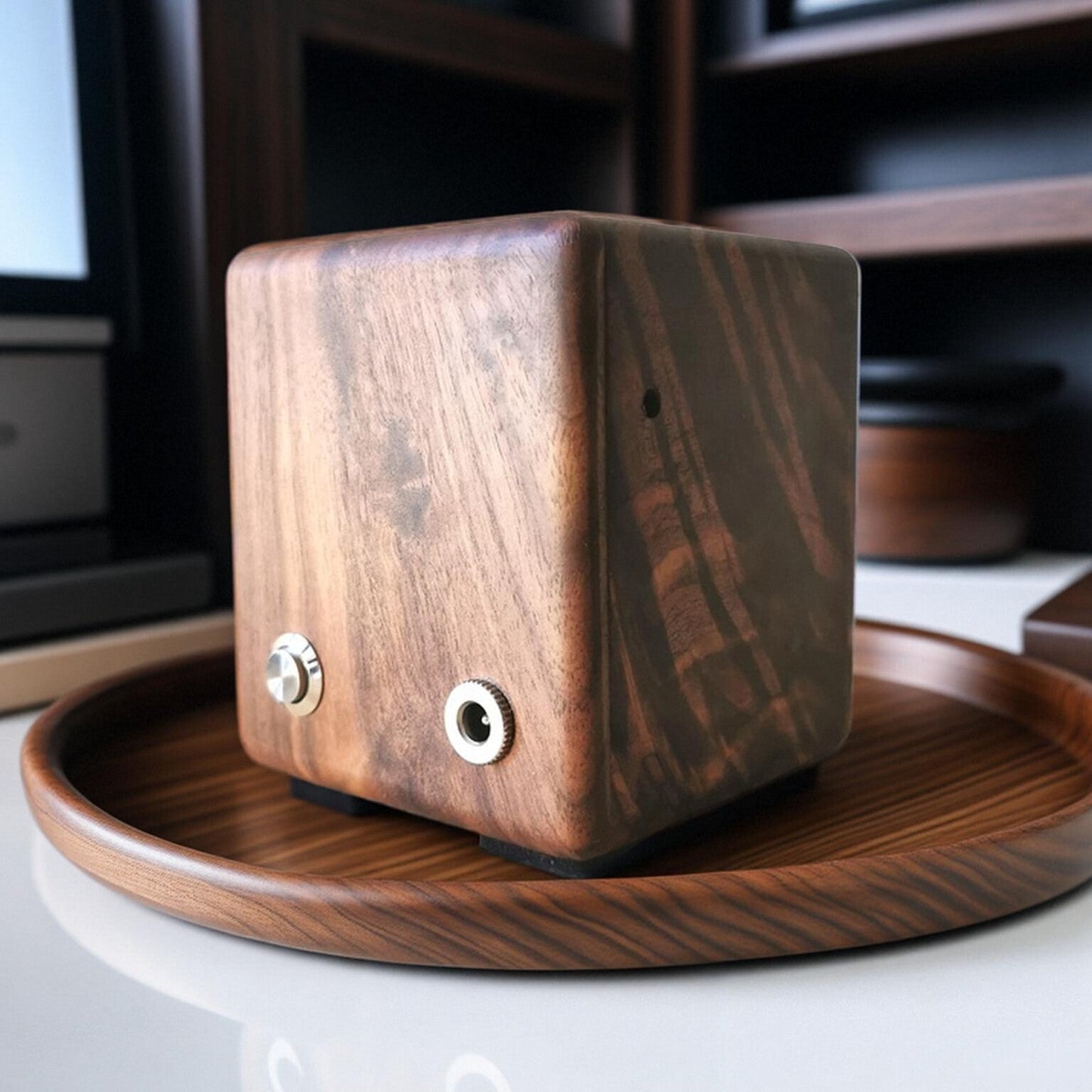Aurora Flux Lamp – Handmade Walnut Ferrofluid Sound Visualizer Original Design