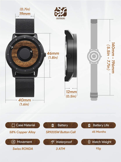 EUTOUR Magnetic Wooden Watch Veyra Imports