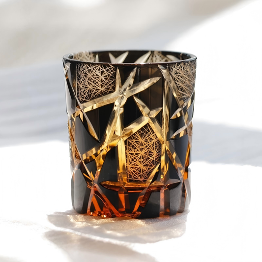 “Twilight Thunder” Hand-Carved Crystal Whiskey Glass Original Design