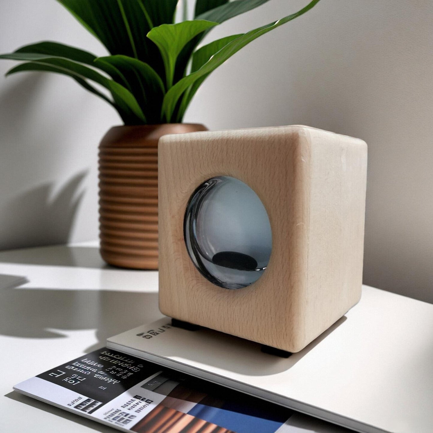 Aurora Flux Lamp – Handmade Walnut Ferrofluid Sound Visualizer Original Design