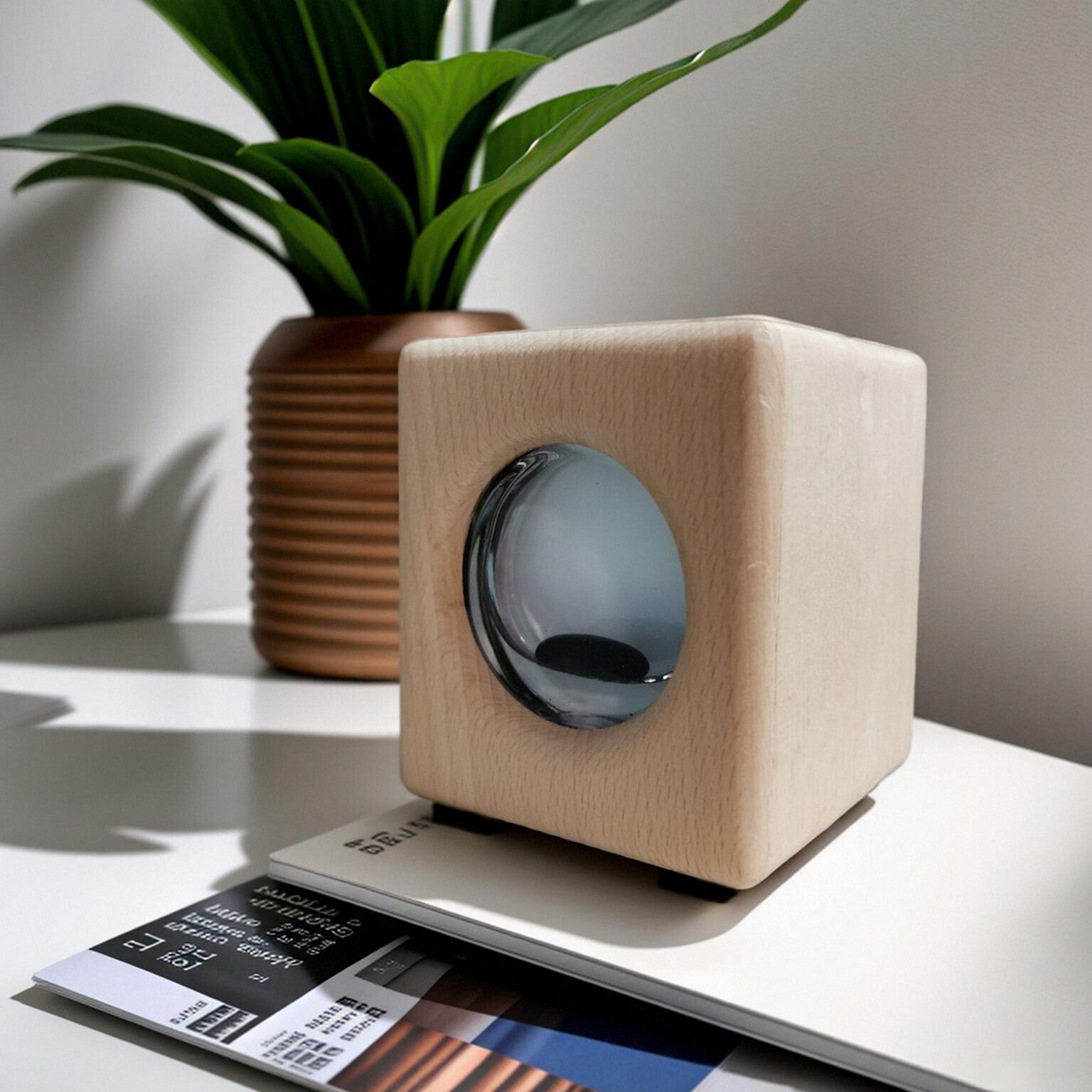 Aurora Flux Lamp – Handmade Walnut Ferrofluid Sound Visualizer Original Design
