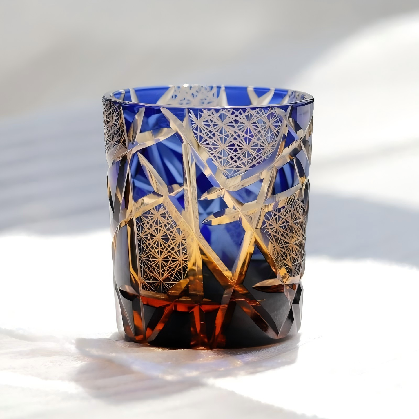 “Twilight Thunder” Hand-Carved Crystal Whiskey Glass Original Design
