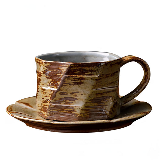 Rustic Horizon – Handmade Ceramic Coffee Cup & Saucer Set Veyra