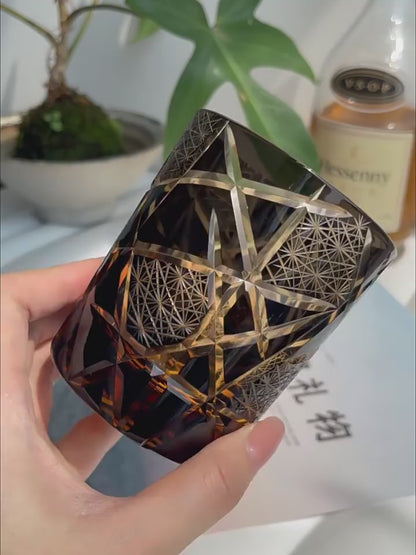 “Twilight Thunder” Hand-Carved Crystal Whiskey Glass