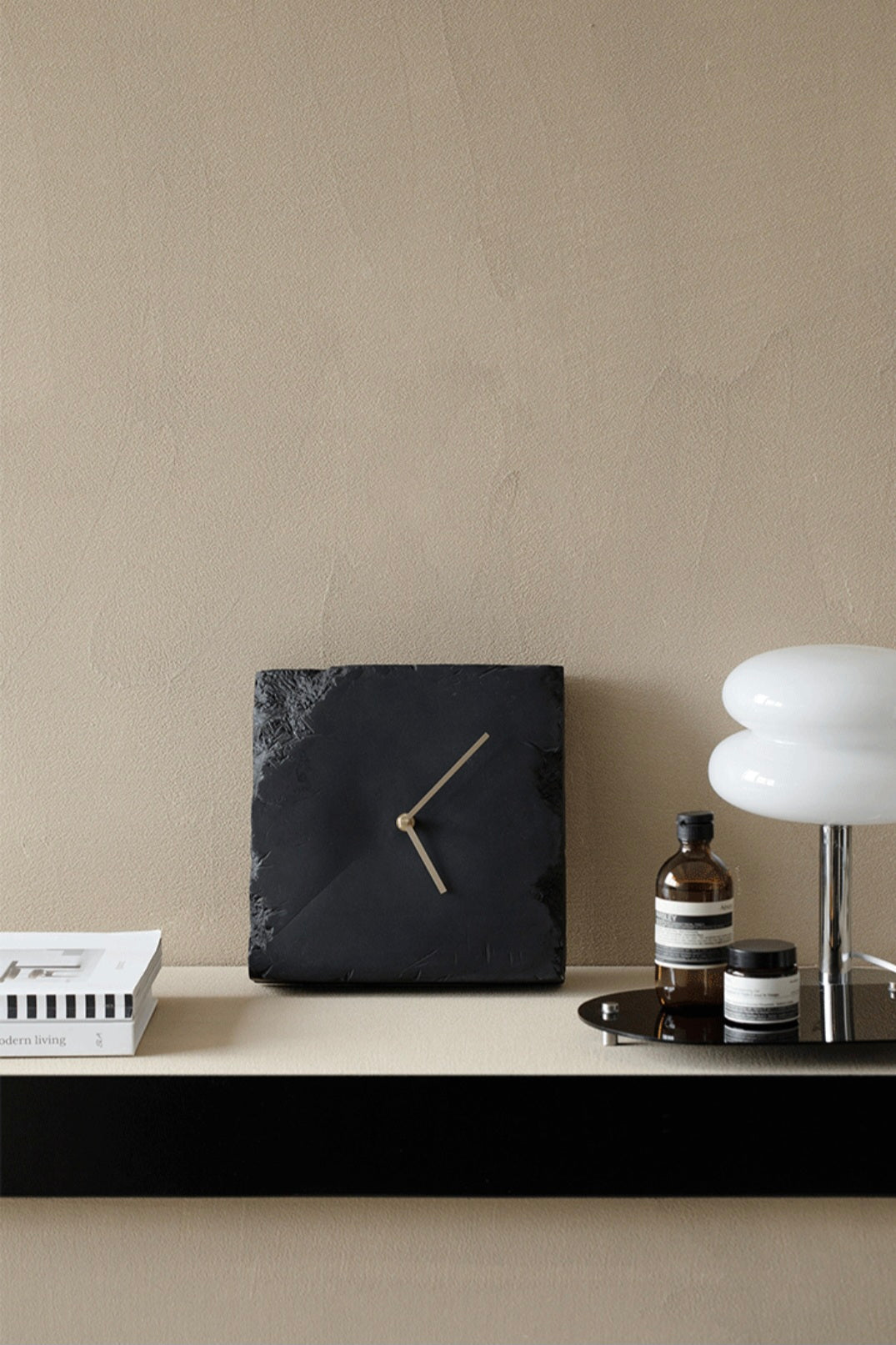 Wabi-Sabi Stone Clock – Minimalist Broken Edge Resin Desk Clock Original Design