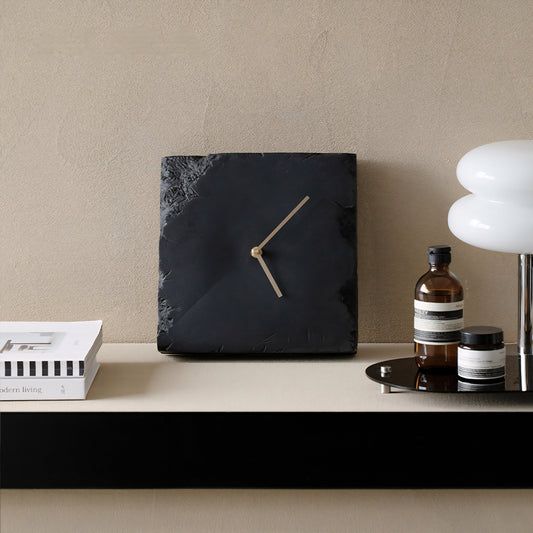 Wabi-Sabi Stone Clock – Minimalist Broken Edge Resin Desk Clock Original Design