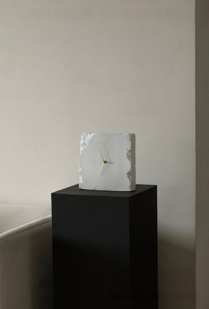 Wabi-Sabi Stone Clock – Minimalist Broken Edge Resin Desk Clock Original Design