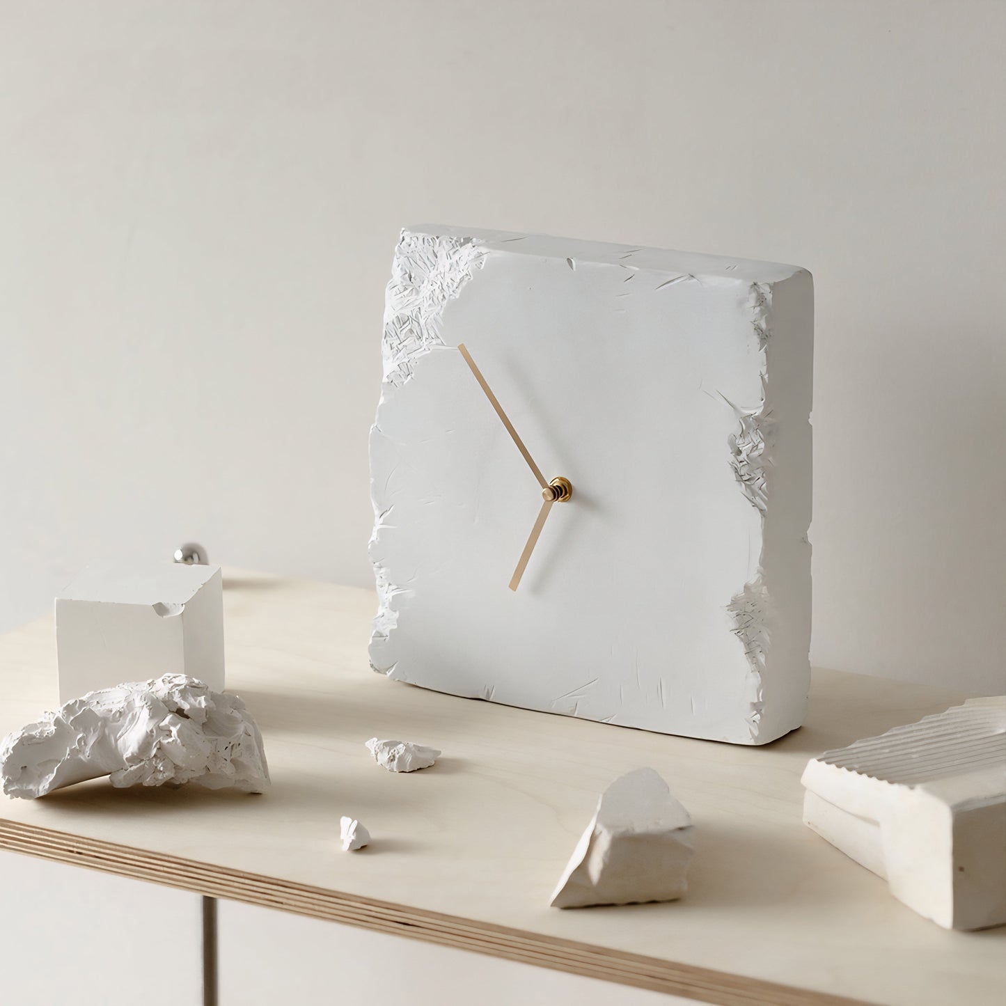 Wabi-Sabi Stone Clock – Minimalist Broken Edge Resin Desk Clock Original Design