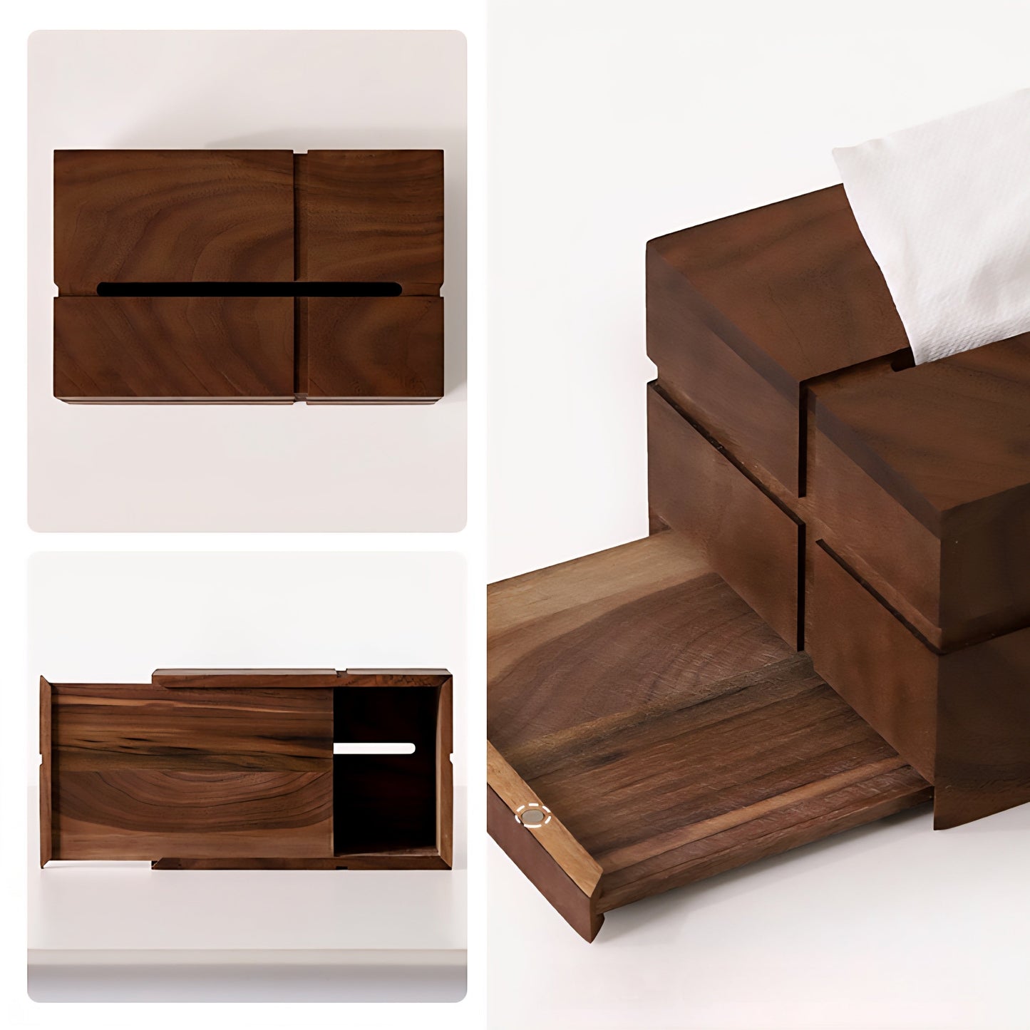 Nordic Walnut Tissue Box – Solid Wood Luxury Organizer Veyra