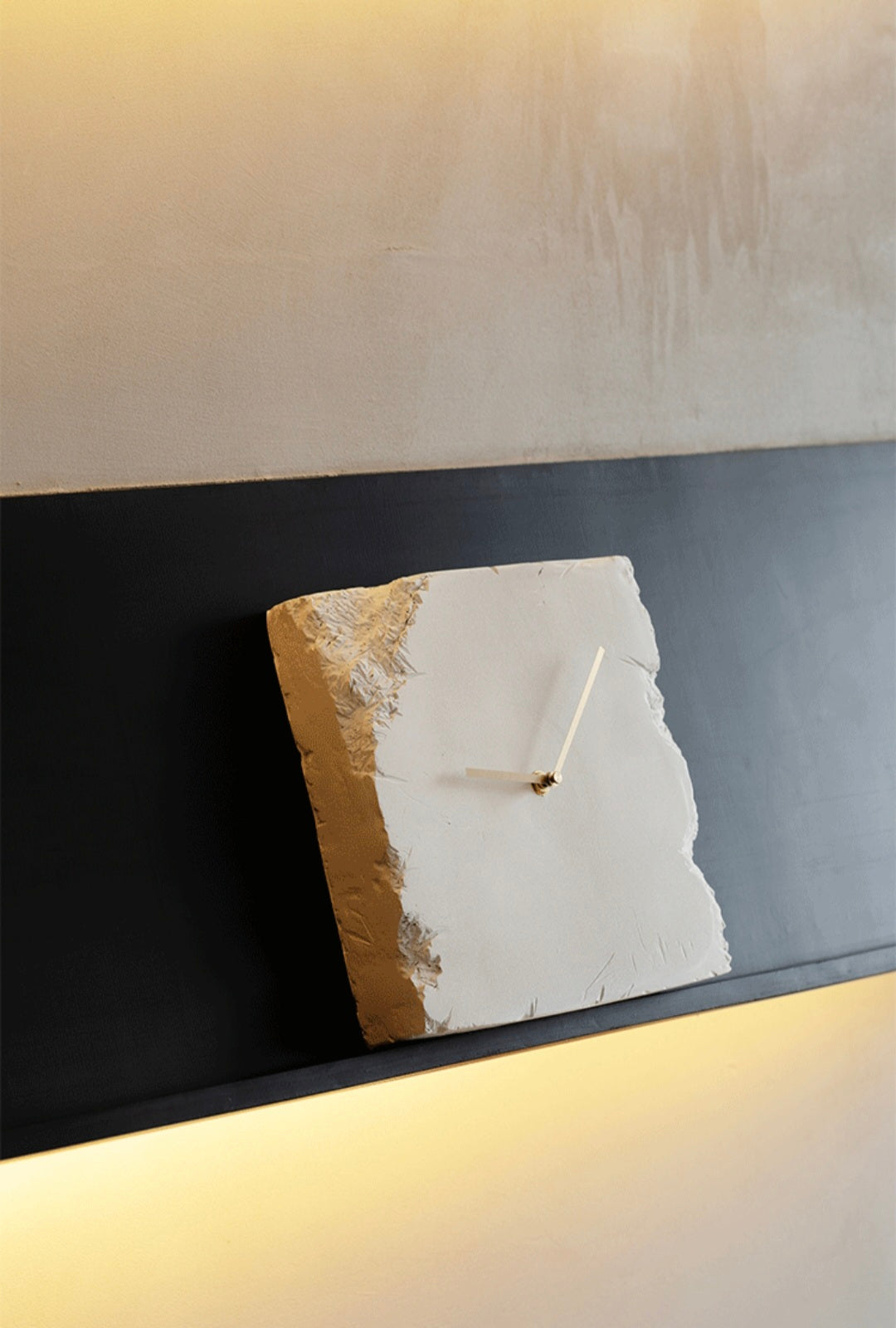Wabi-Sabi Stone Clock – Minimalist Broken Edge Resin Desk Clock Original Design