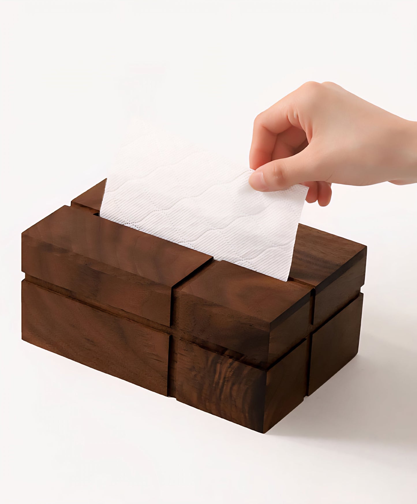 Nordic Walnut Tissue Box – Solid Wood Luxury Organizer Veyra