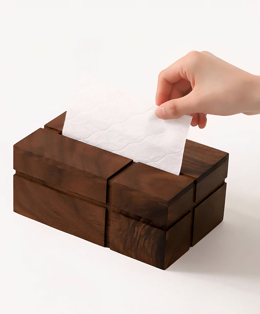 Nordic Walnut Tissue Box – Solid Wood Luxury Organizer Veyra